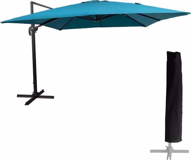 Ombrello offset MOLOKAI quadrato 3x3m blu + copertura