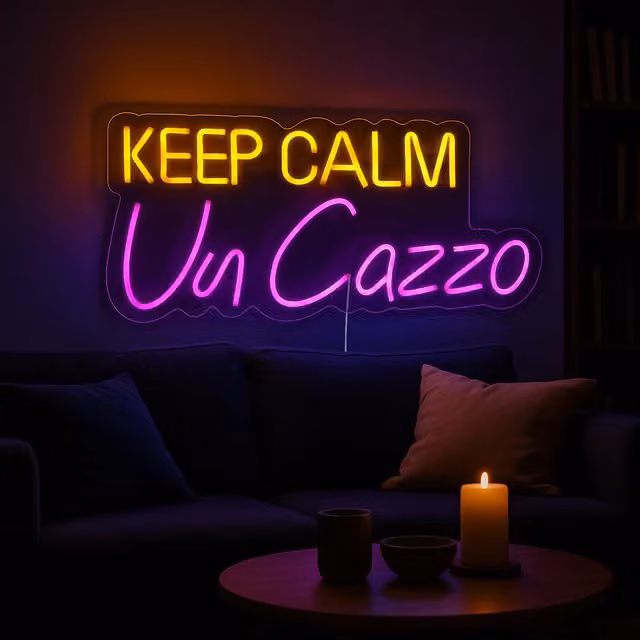Insegna luminosa LED Keep Calm KASANOVA multicolore con effetto RGB per bar, camera da letto o ufficio