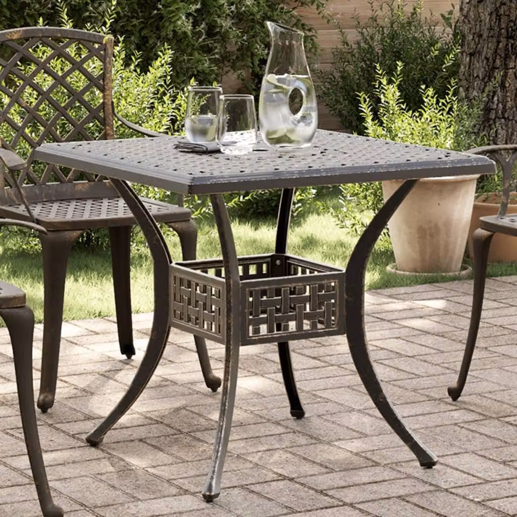 Maison Exclusive - Tavolo da giardino in bronzo, 80x80x75 cm, alluminio pressofuso