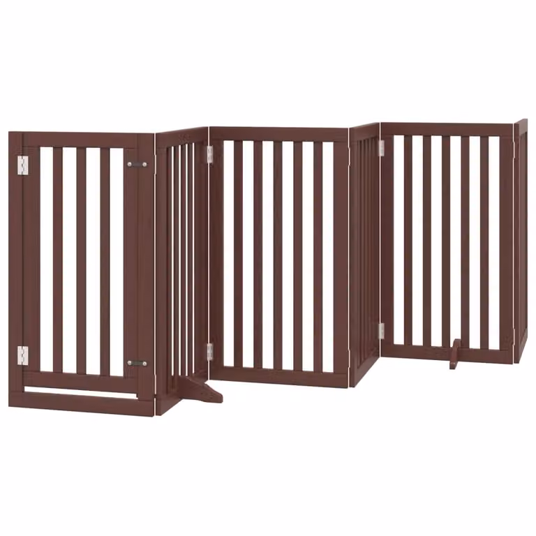 Cancello Cani Porta Pieghevole Marrone 6 Pannelli 300cm Pioppo