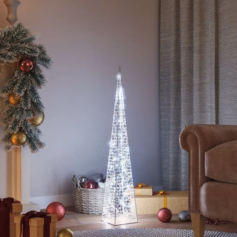 The Living Store Cono luminoso a LED decorazione acrilica bianco freddo 90 cm