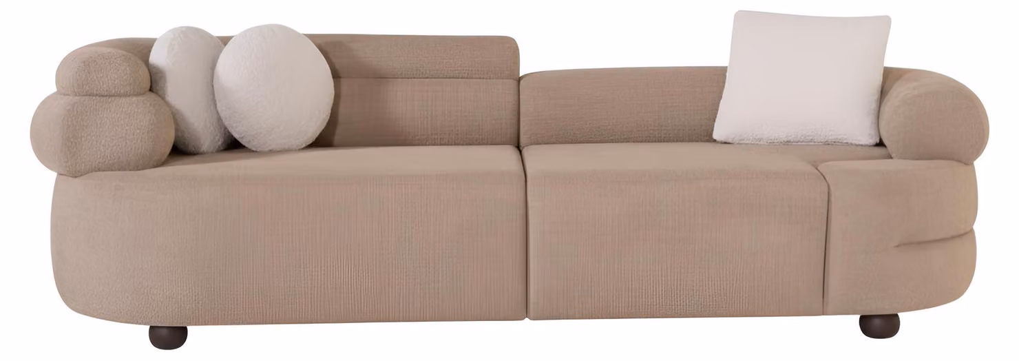 Designer Hellbraunes Polstersofa Wohnzimmer 3-Sitzer Moderne Couch