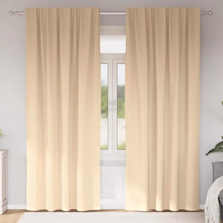 Set di 2 tende blackout vidaXL con anelli in poliestere, colore beige, H 260 x L 140 cm