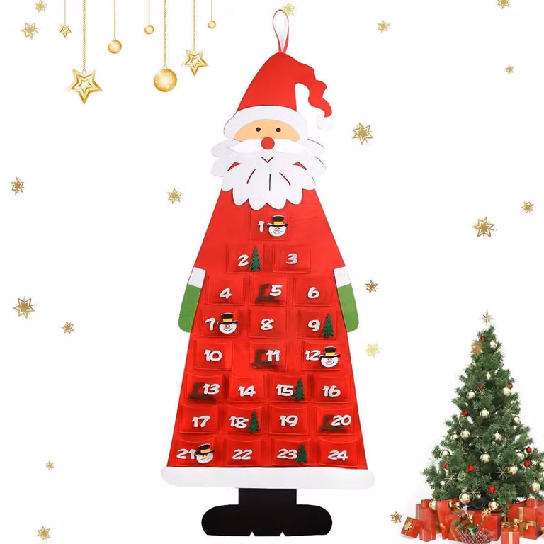 Solidchoice - Calendario dell'Avvento in feltro Rode con 24 scomparti da riempire