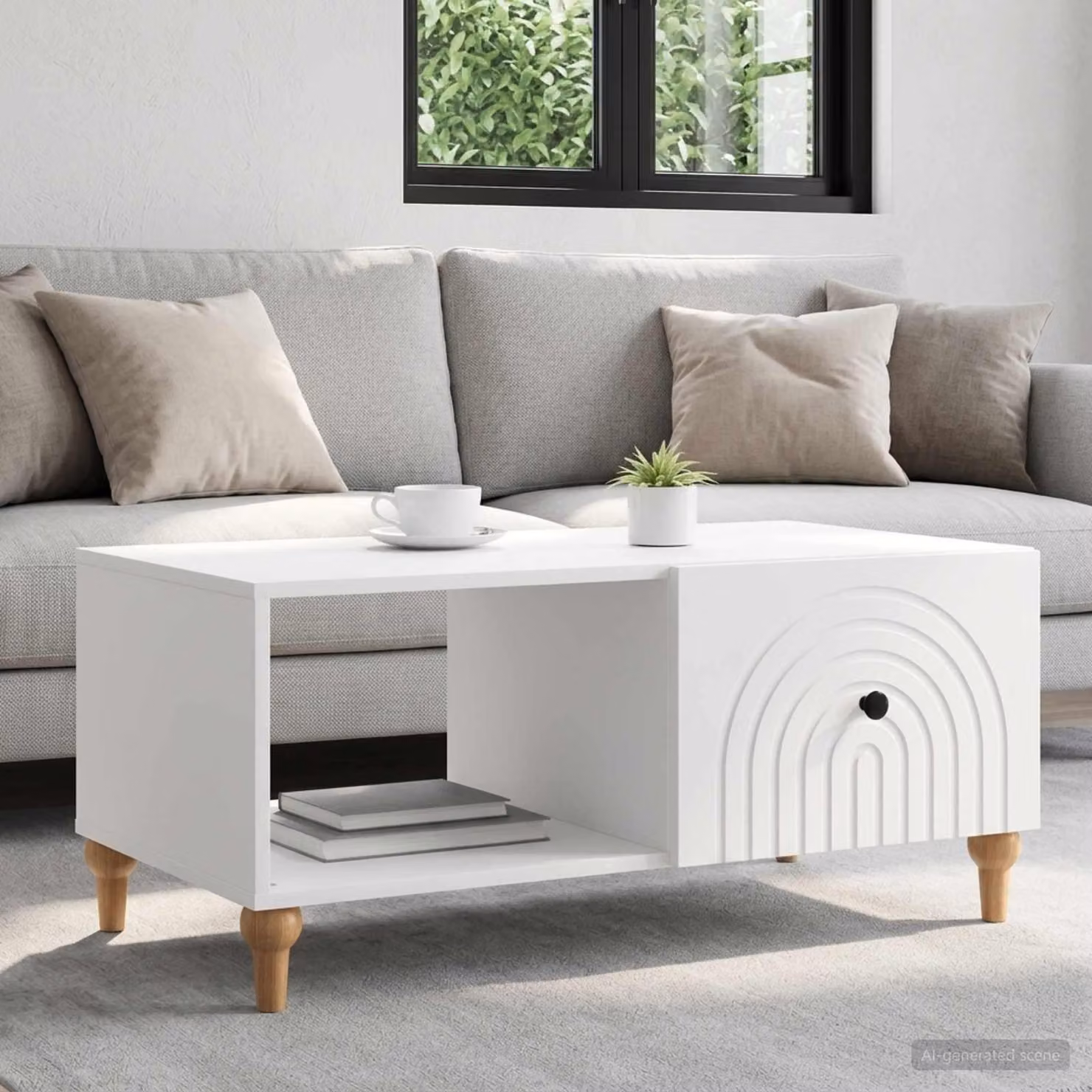 Maison Exclusive - Tavolino bianco 90 x 50 x 40 cm Materiale ligneo