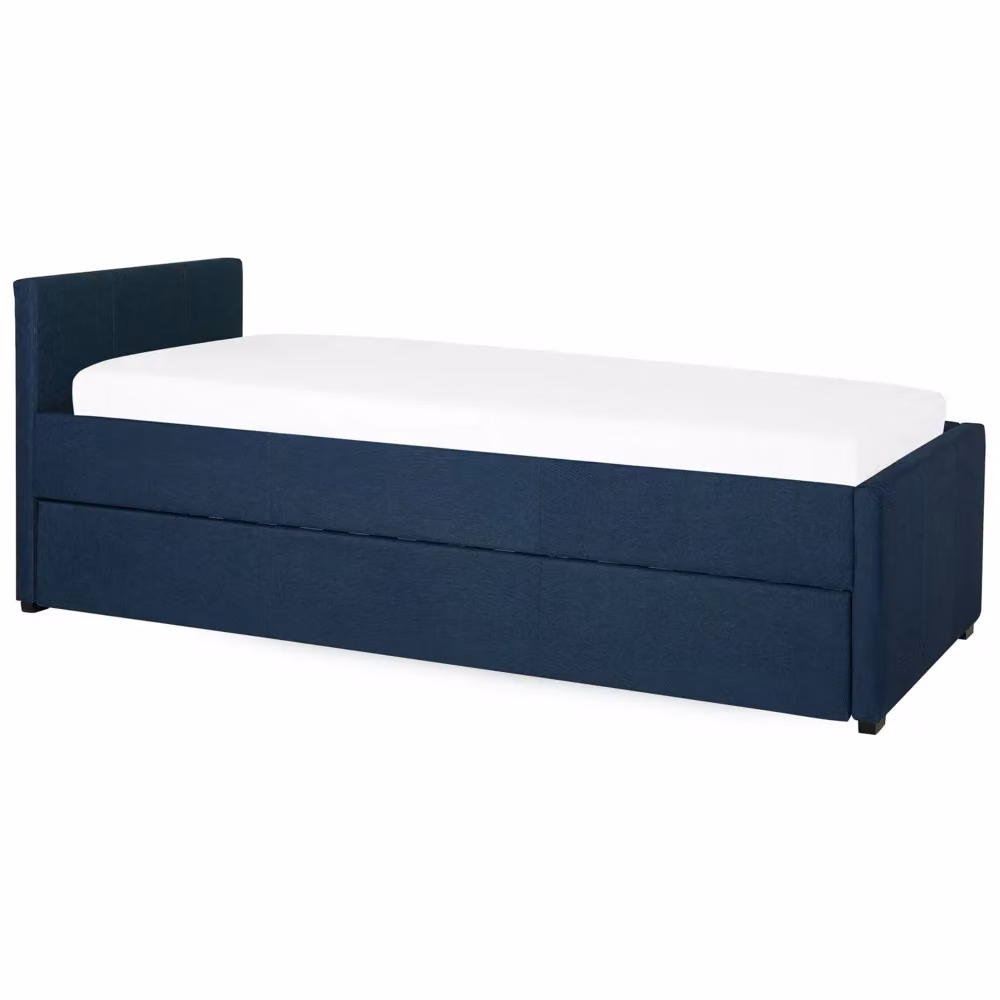 Divano Letto Estraibile Beliani in Tessuto Blu con Cassetto, Dimensioni: 80 x 200 cm – 2