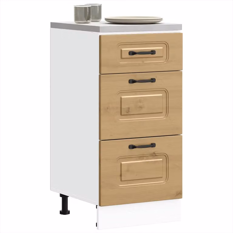 Base da cucina vidaXL Kalmar moderna in legno e MDF, marrone e bianco, L: 46 cm, P: 40 cm, H: 81,5 cm