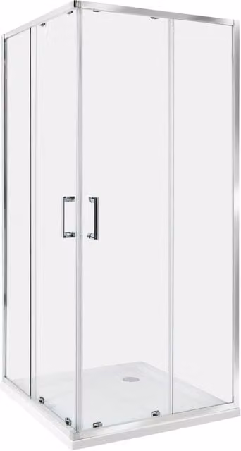 Box doccia Beliani in vetro temperato con doppia porta scorrevole, design moderno ad angolo, colore oro, L 90 x P 90 x H 185 cm