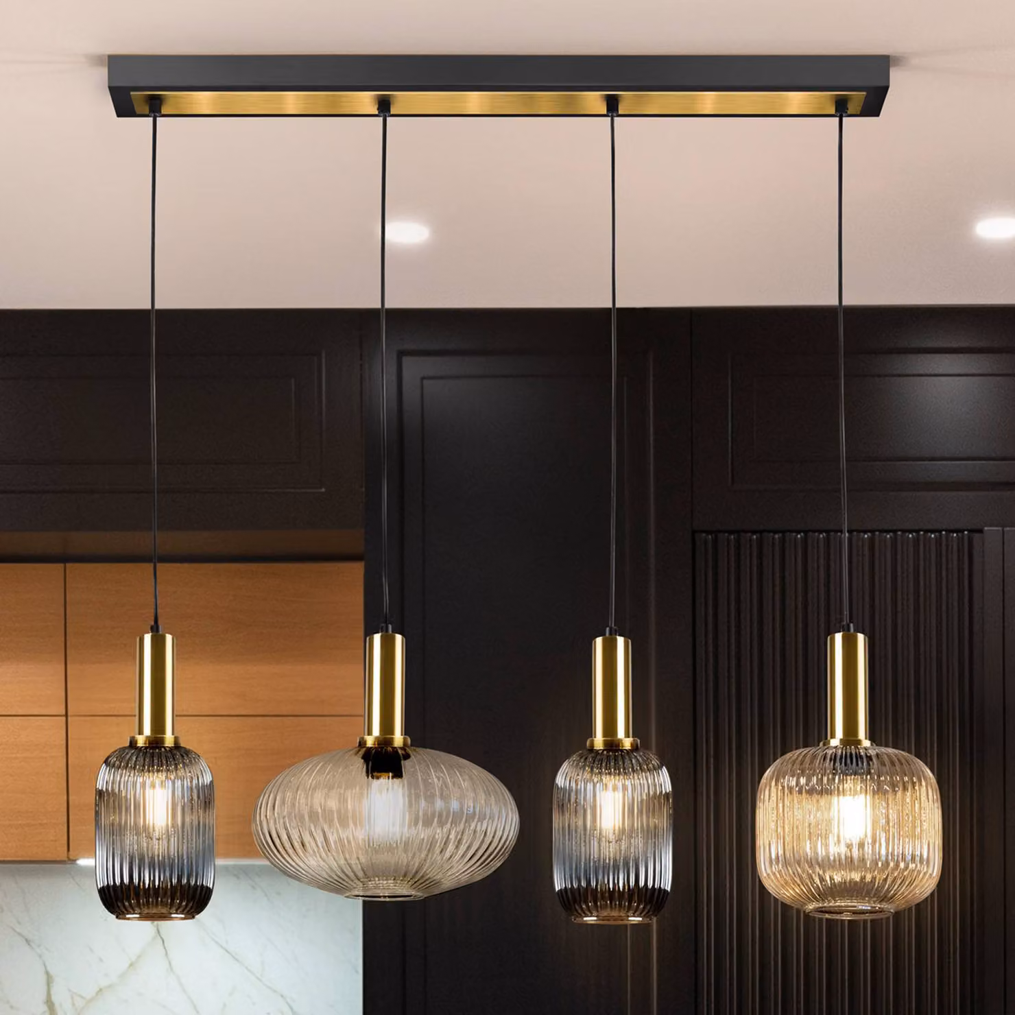 Schuller Valencia Lampada a sospensione in vetro Norma, dimmerabile, Multicolore, Soggiorno / Sala da pranzo, Metallo, Lampada a sospensione