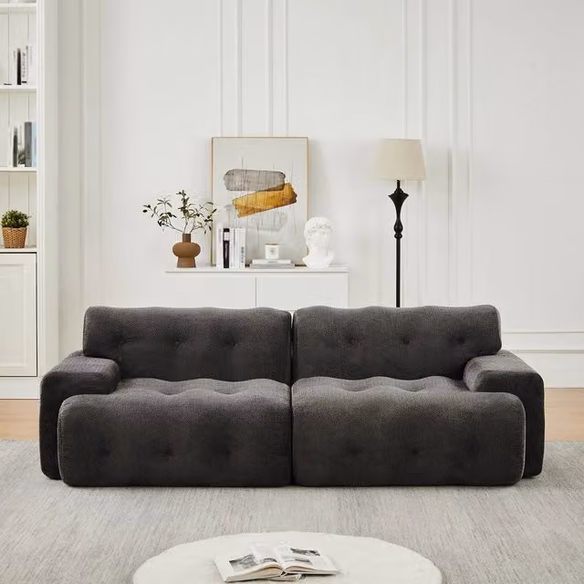 Divano 2 Posti Cloud con Braccioli Larghi e Bottoni ¨C Xylo ¨C Grigio