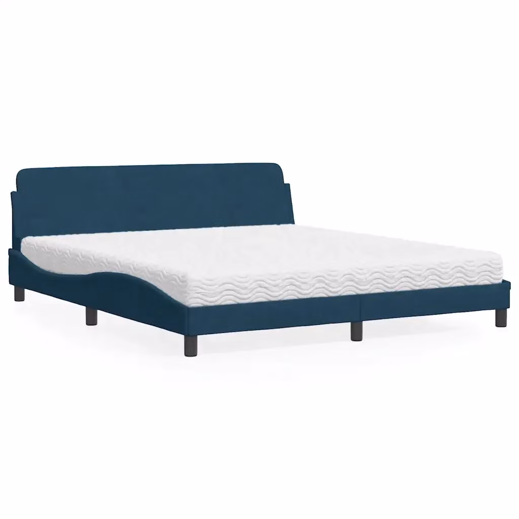 Letto con Materasso Dover blu in velluto vidaXL L/P: 180 x 200 cm – 2