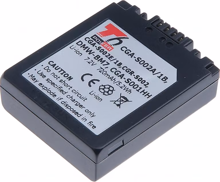 Batterie T6 Power Panasonic DMW-BM7, CGA-S002E, CGA-S002, 720mAh, 5,2Wh