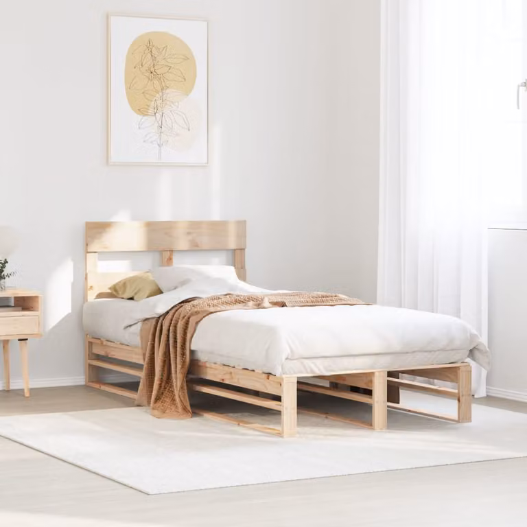 Letto senza materasso vidaXL in legno massello di pino color marrone, L 75 cm x P 190 cm