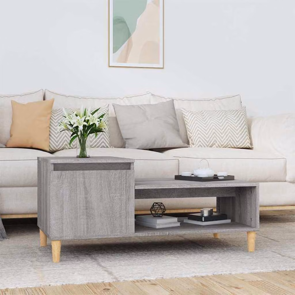 vidaXL Tavolino da Salotto Moderno in Legno Multistrato e MDF, Grigio Sonoma, L 100 x P 50 x H 45 cm
