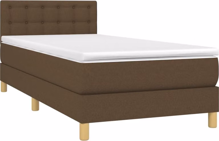 Giroletto a Molle con Materasso Marrone Scuro 100x200cm Tessuto
