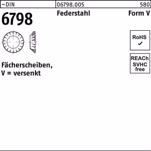 Rondelle dentate Reyher DIN 6798 acciaio per molle V 4.3 067980059043000 (250 pezzi)
