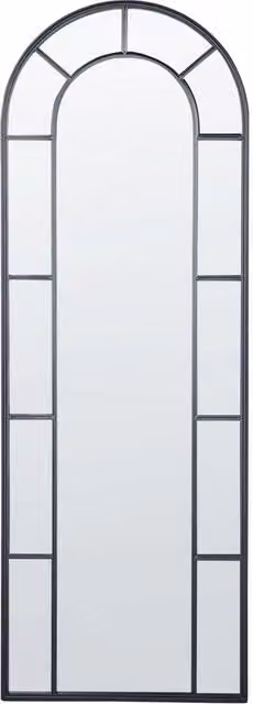 Specchio da parete rotondo BELIANI in metallo e vetro nero stile industrial L: 60 cm, H: 170 cm – 1