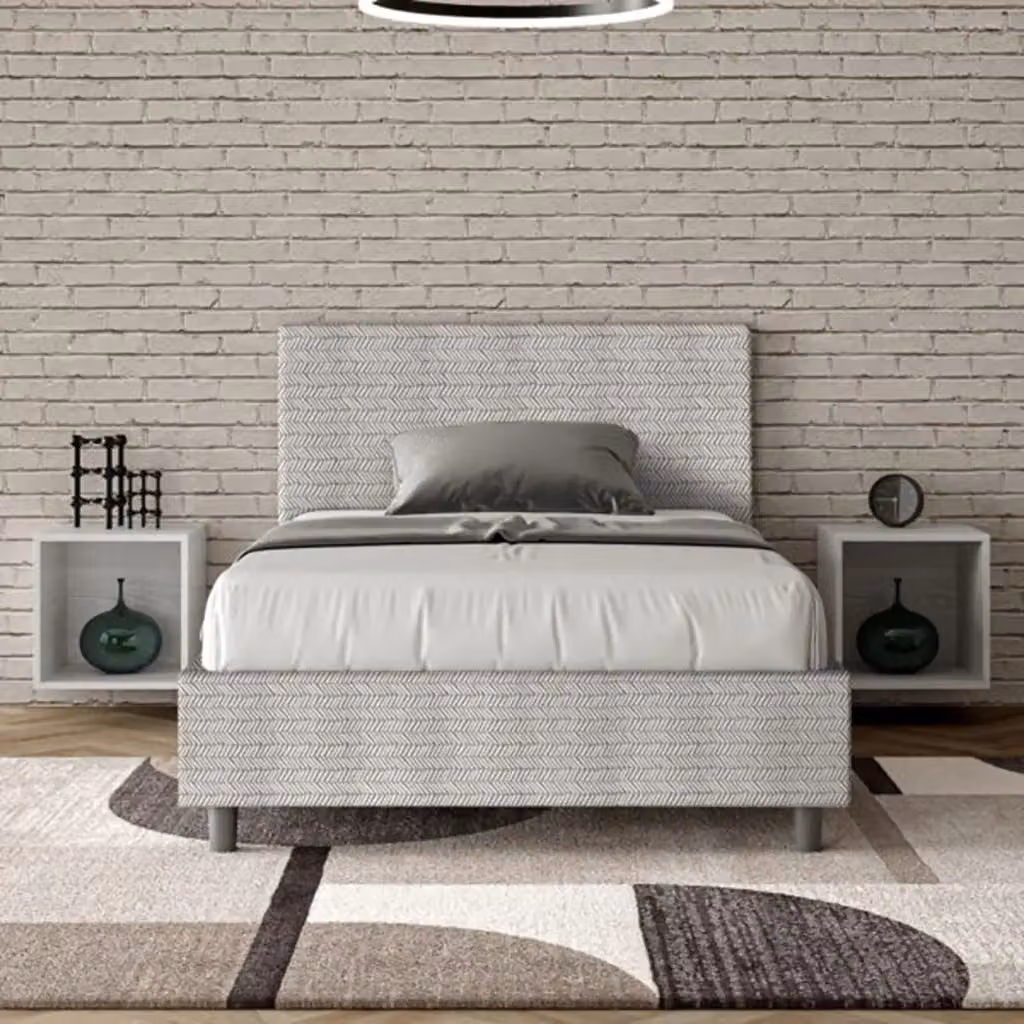 Letto una piazza e mezza con contenitore Adele Ityhome imbottito in tessuto bianco L/P/H: 212 x 120 x 135 cm – 2