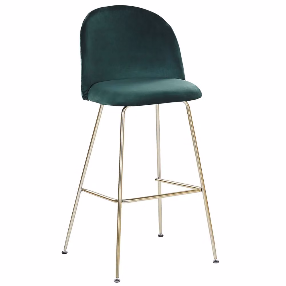 Set di 2 sedie da bar BELIANI in velluto verde con struttura in acciaio dorato per cucina e sala da pranzo – 2