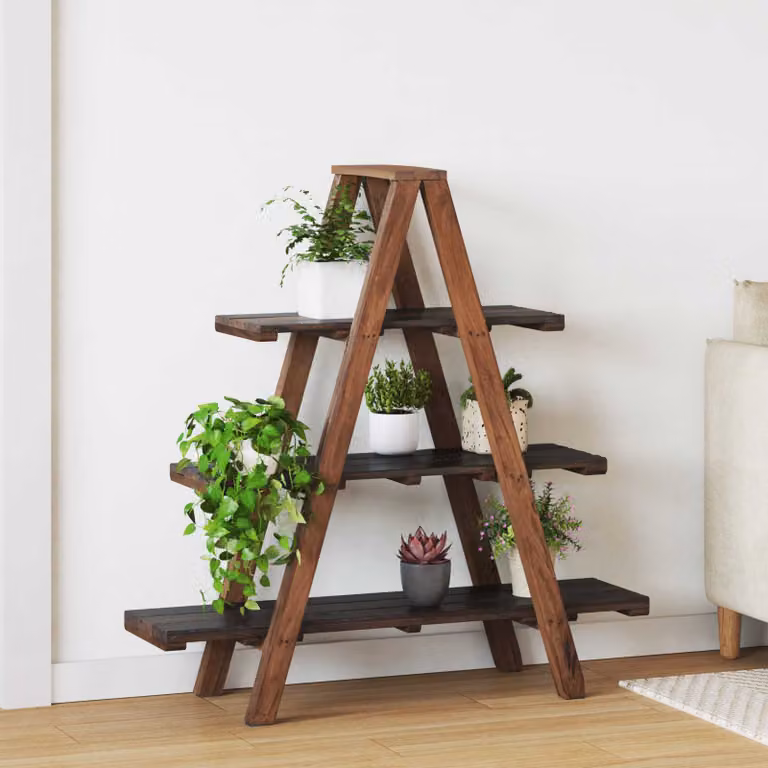 Scaffale pieghevole vidaXL in legno marrone stile rustico L: 79.5 cm, P: 35 cm, H: 112 cm