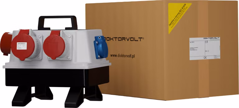 Distributore di corrente BAU 1x32A 1x16A 3x230V con spina di collegamento 16A Doktorvolt 6176
