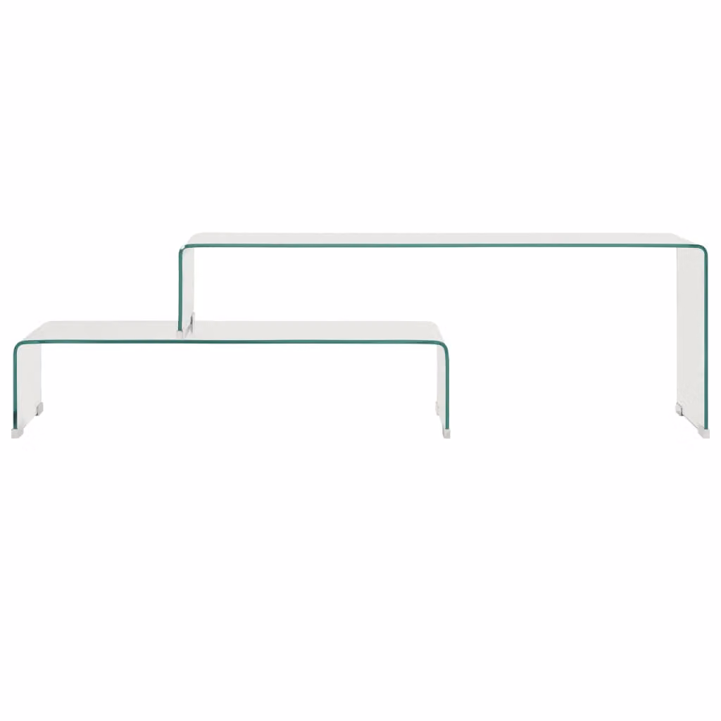 set di 2 tavolini 90x30x20/110x30x40 cm in vetro temperato