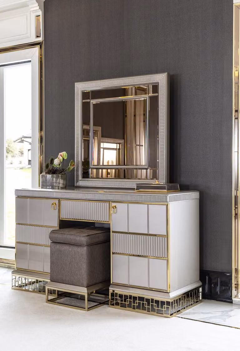 Schlafzimmer Set Weiß Schminktisch Holz Elegantes Spiegel Modern Schön