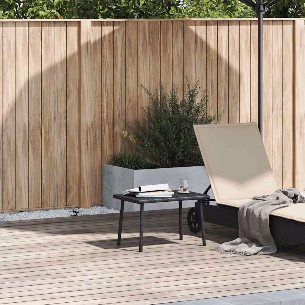 vidaXL Tavolino da Giardino Rettangolare in Polyrattan Nero L: 60 cm, P: 40 cm, H: 37 cm