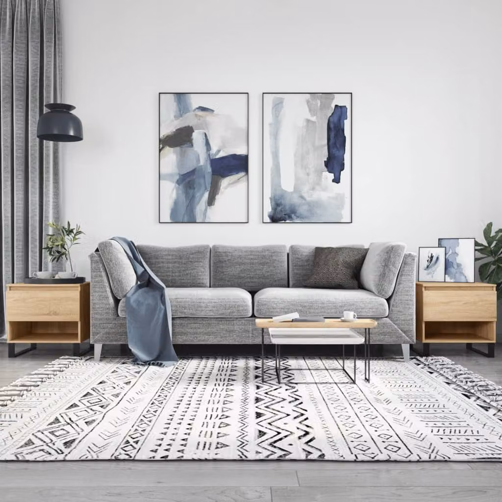 Set di 2 tavolini da salotto moderni vidaXL in legno e metallo colore rovere, L/P/H: 50 x 46 x 50 cm