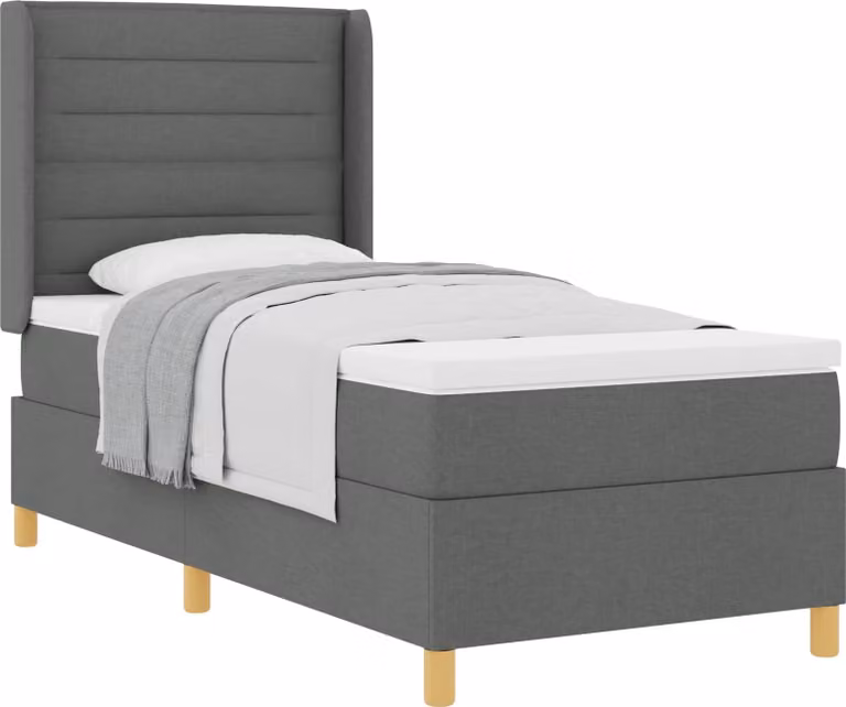 Letto a molle con materasso Grigio scuro 100 x 200 cm Tessuto