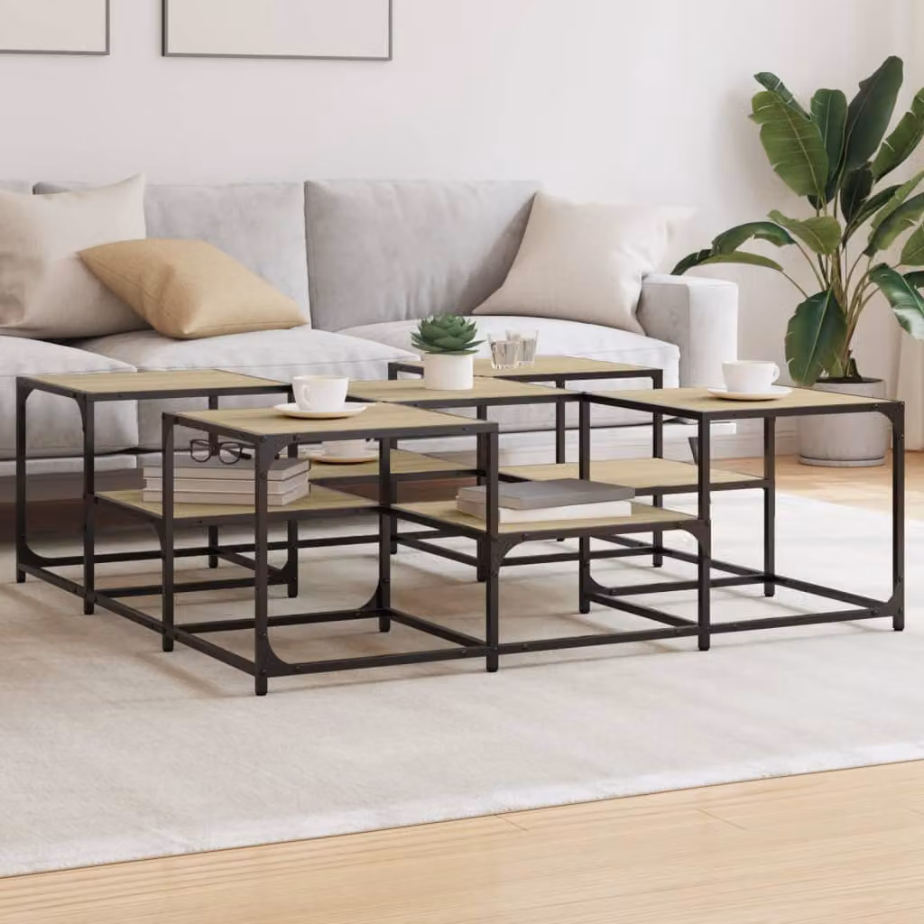 Tavolino da salotto vidaXL in stile industriale, Rovere, L/P/H: 121 x 121 x 40 cm