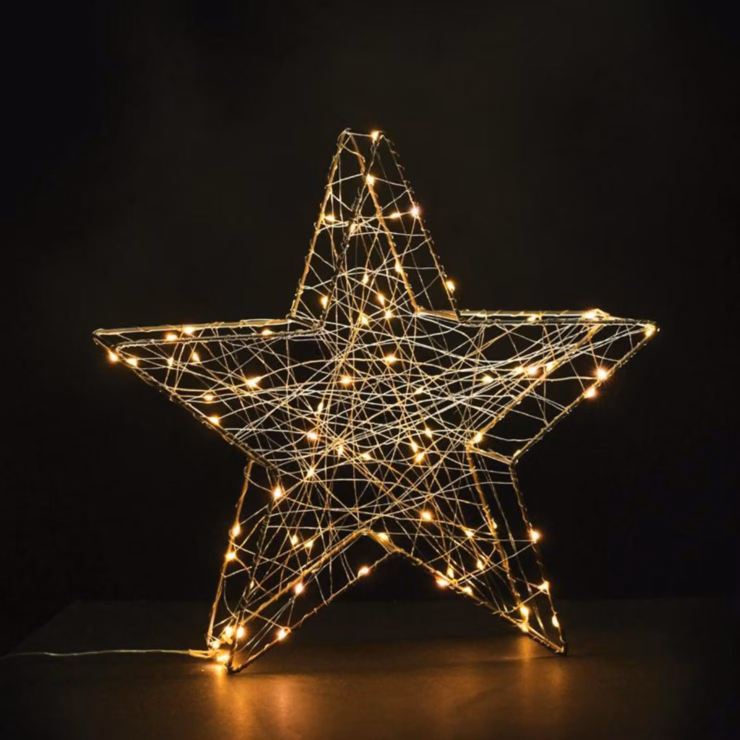 ACA Lighting Stella 3D in metallo, 80 mini LED 220-240V, bianco caldo, IP44, 39x37,5x11cm, cavo di alimentazione trasparente da 3m X068014202