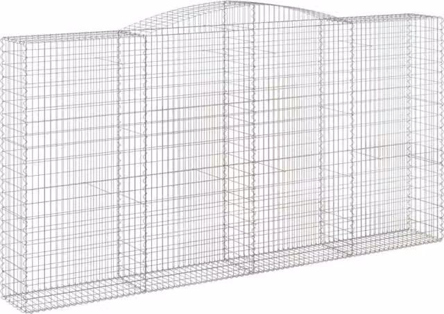 Cesto gabbione a muro di contenimento ad arco in ferro zincato argento L: 400 cm, P: 50 cm, H: 200/220 cm