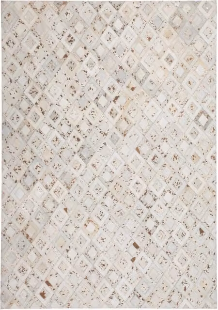 Tappeto di design Dazzle in pelle beige con effetti metallici
