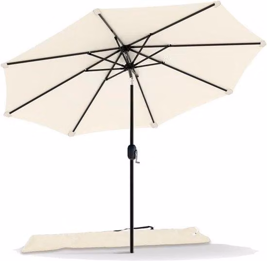 Ombrellone da 270 cm, pieghevole, protezione UV, beige, da balcone