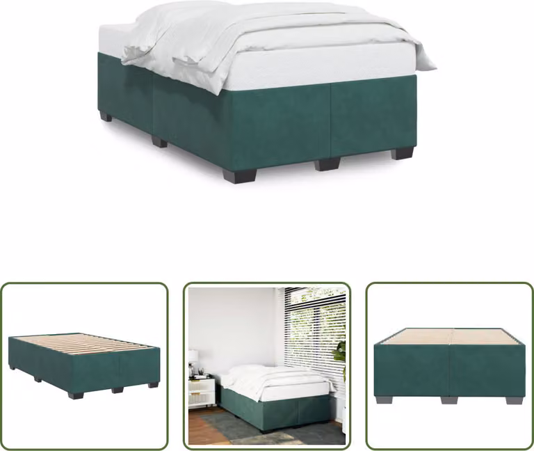 The Living Store Struttura letto in velluto verde scuro 120x200 cm