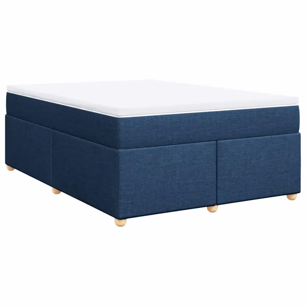 Letto Ibrido vidaXL con Giroletto a Molle e Materasso in Tessuto Blu e Bianco, L 140 x P 200 cm – 2
