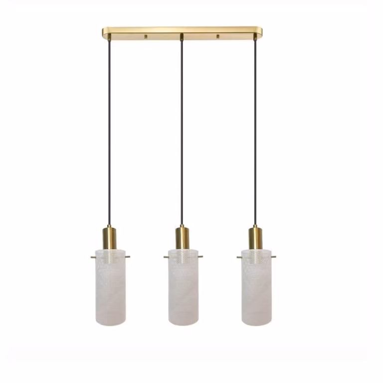 Lampada a sospensione Tirana bianco-oro 3xE27x40W in metallo, dimensioni: 150x54x10 cm, IP20, Light Prestige