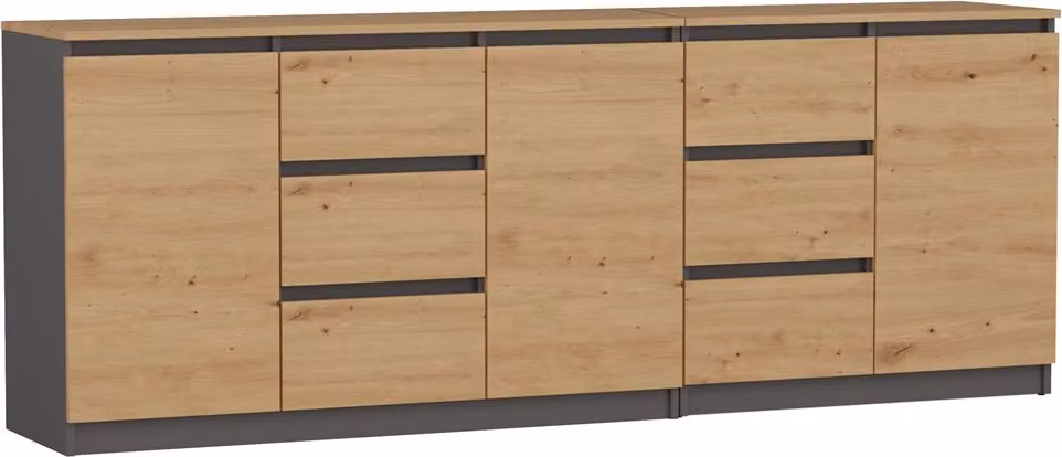 Cassettiera, antracite / rovere artigianale, 200 x 75 x 40 cm