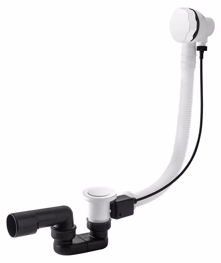 Troppo pieno per vasca da bagno con scarico automatico, modello CLASSIC I, 100 cm, bianco opaco