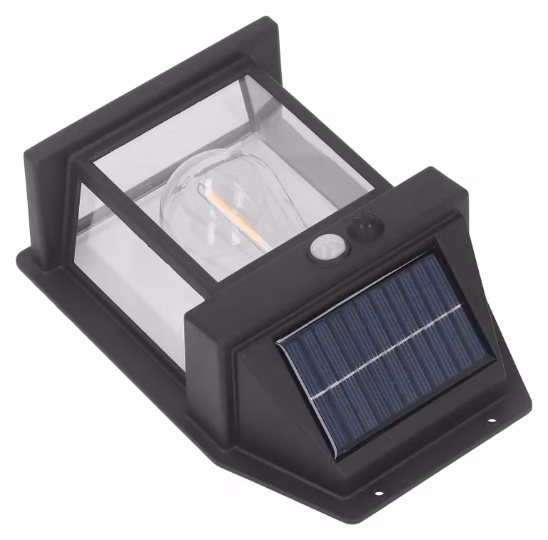 Lampada solare da esterno con sensore di movimento, grado di protezione IP65, filamento di tungsteno, colore nero