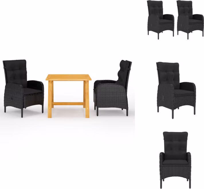 vidaXL Set da pranzo da giardino 3 pezzi nero - Set di mobili da giardino
