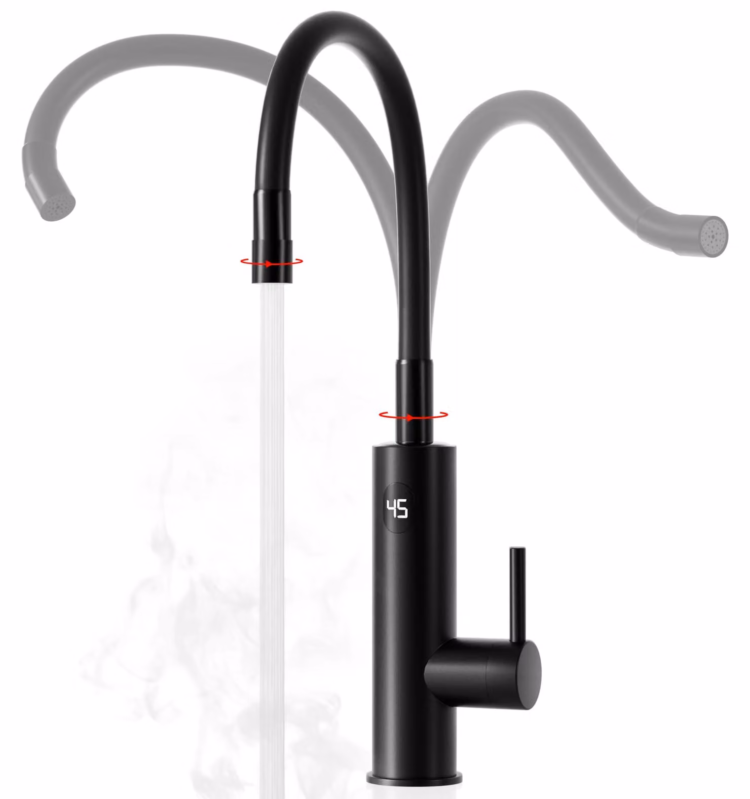 Rubinetto elettrico con resistenza integrata, 3200 W, colore nero
