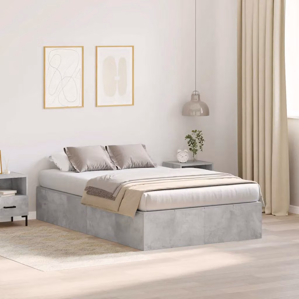 vidaXL Struttura letto con contenitore moderno in ecopelle e legno di pino Grigio, L/P: 120 x 200 cm