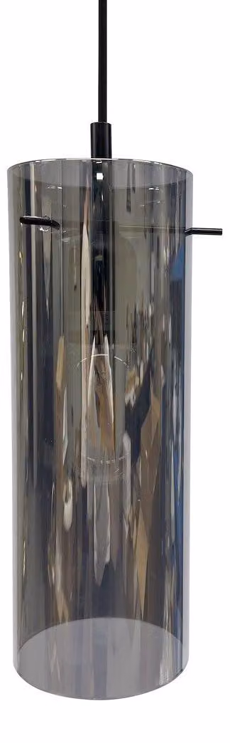 Lampada a sospensione PADOVA 1xE27 nero vetro fumé – Milagro
