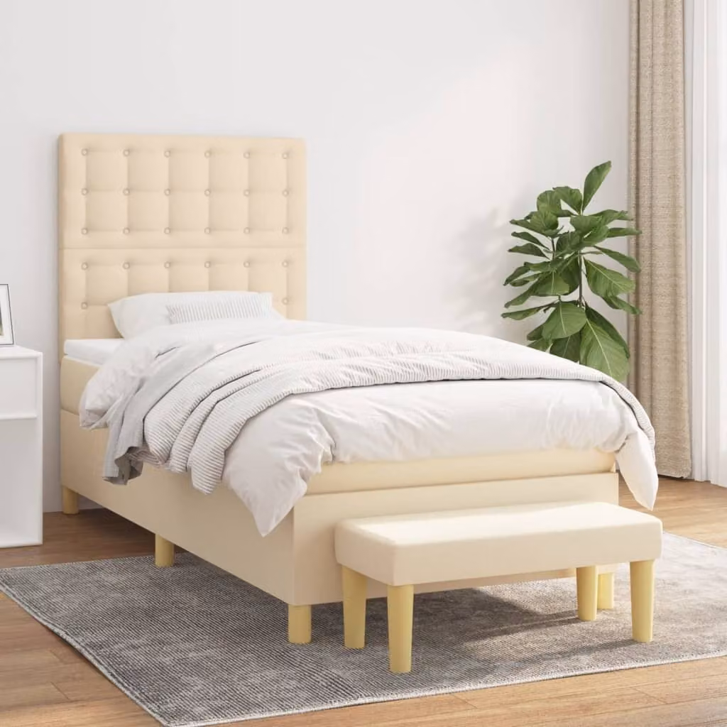 Maison Exclusive - Giroletto a Molle con Materasso Crema 90x200 cm inTessuto