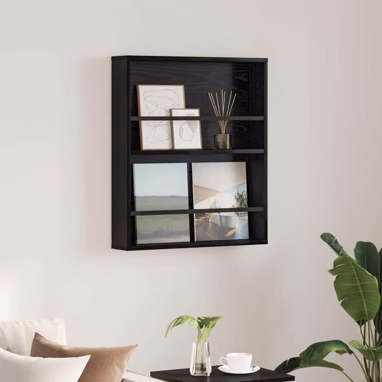 Scaffale per riviste moderno vidaXL nero con ripiani regolabili, L 60 cm x P 12 cm x H 70 cm