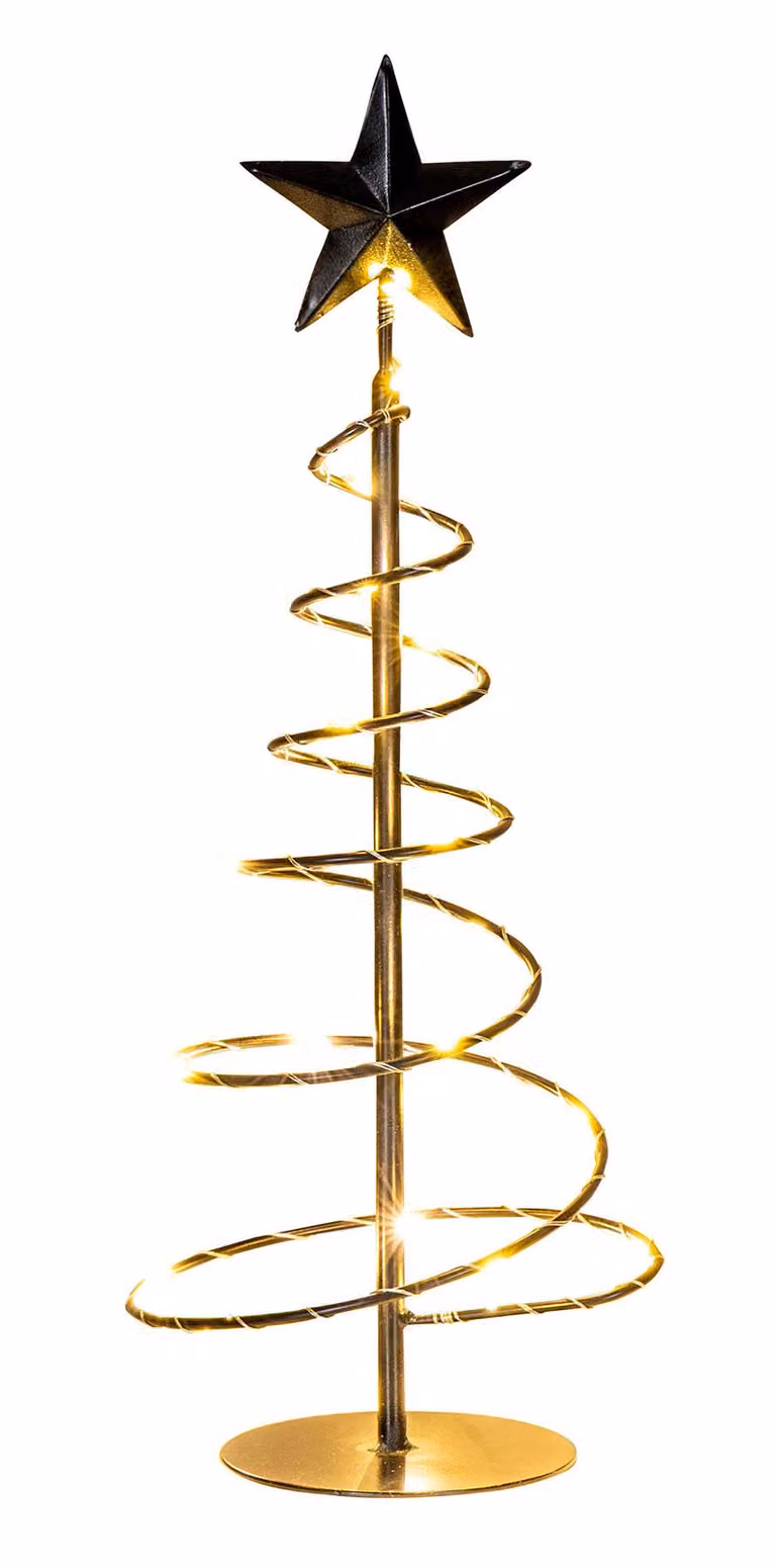 LED albero di Natale in metallo H39cm nero a spirale decorazione di Natale luce decorazione decorazione luce abete