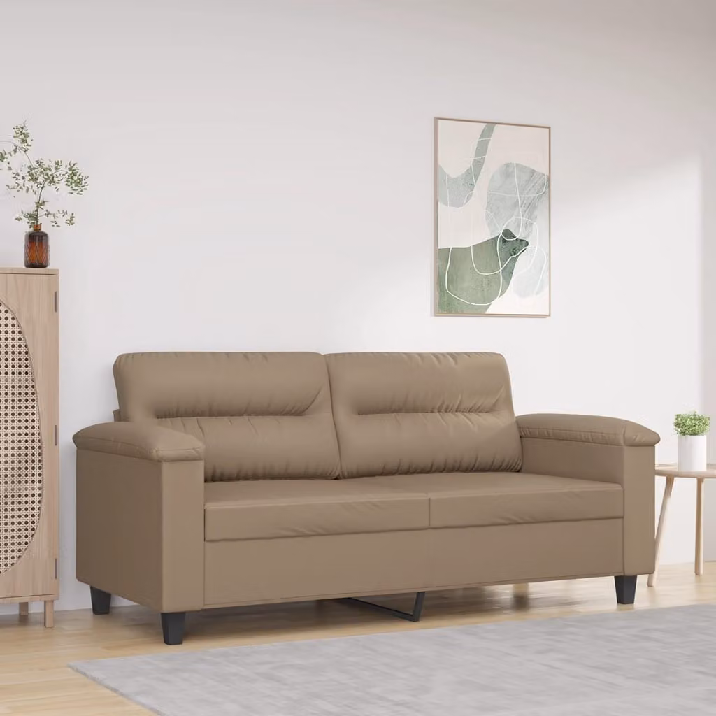 Divano a 2 posti vidaXL moderno in similpelle color beige e marrone con struttura in metallo per il tuo soggiorno