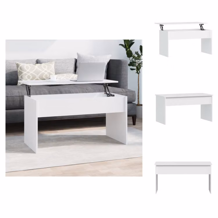 vidaXL Tavolino bianco 102x50,5x52,5 cm in legno - Tavolini da caffè